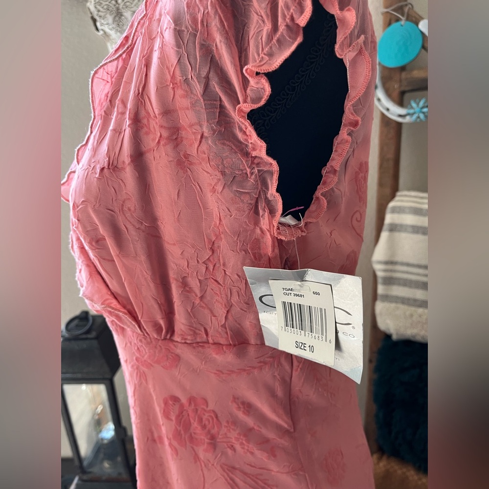 NWT Vtg CDC Rampage Sz 10 Dress Lined Rose Details Peachy Pink Ruffles Flowy Y2K - Picture 5 of 16